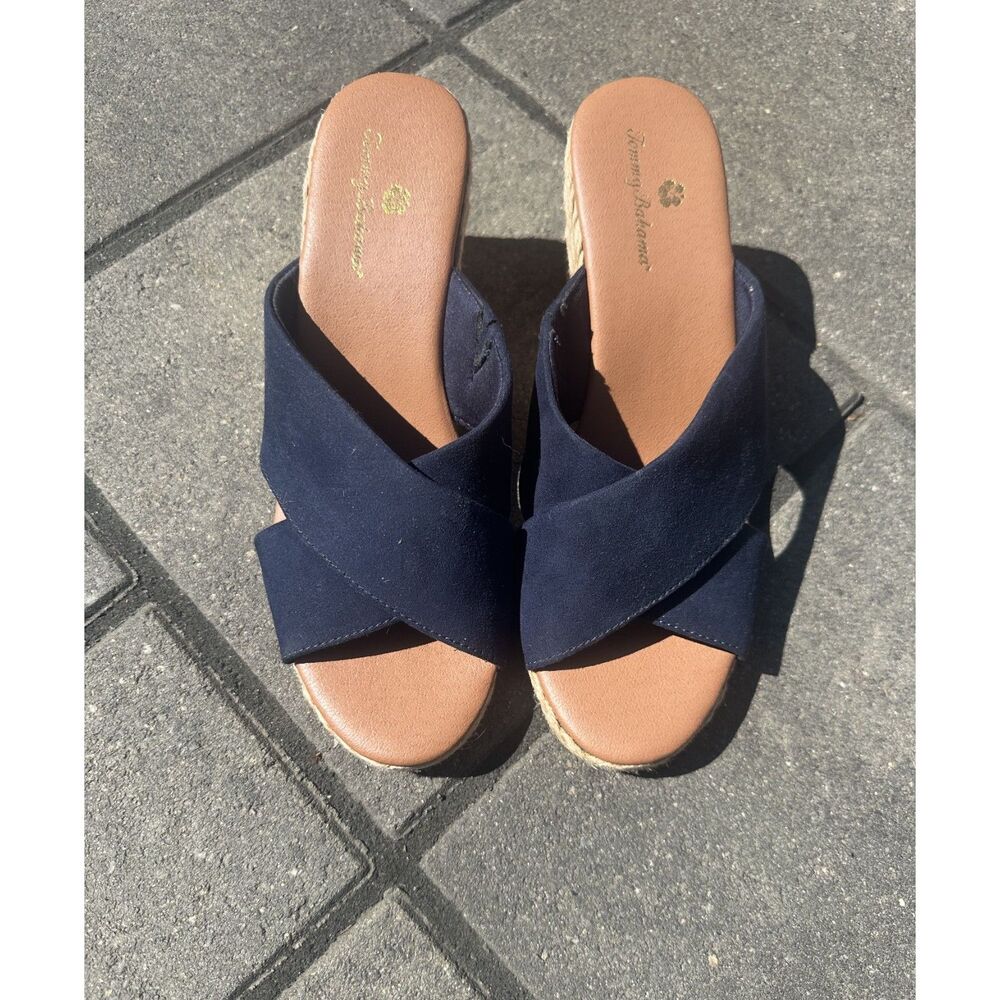 Tommy Bahama Stacey Navy Crisscross Espadrille Wedge Sandals Women’s 9